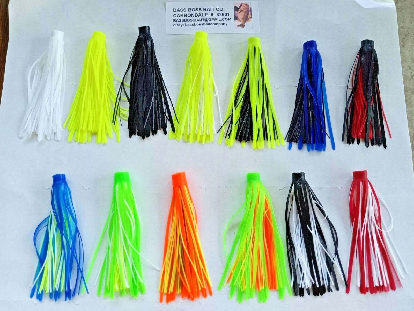 SUPER SILICONE 3" BASS BOSS PRO FLAT TAIL SKIRTS-SET OF 13 OR 10 OF SAME COLOR
