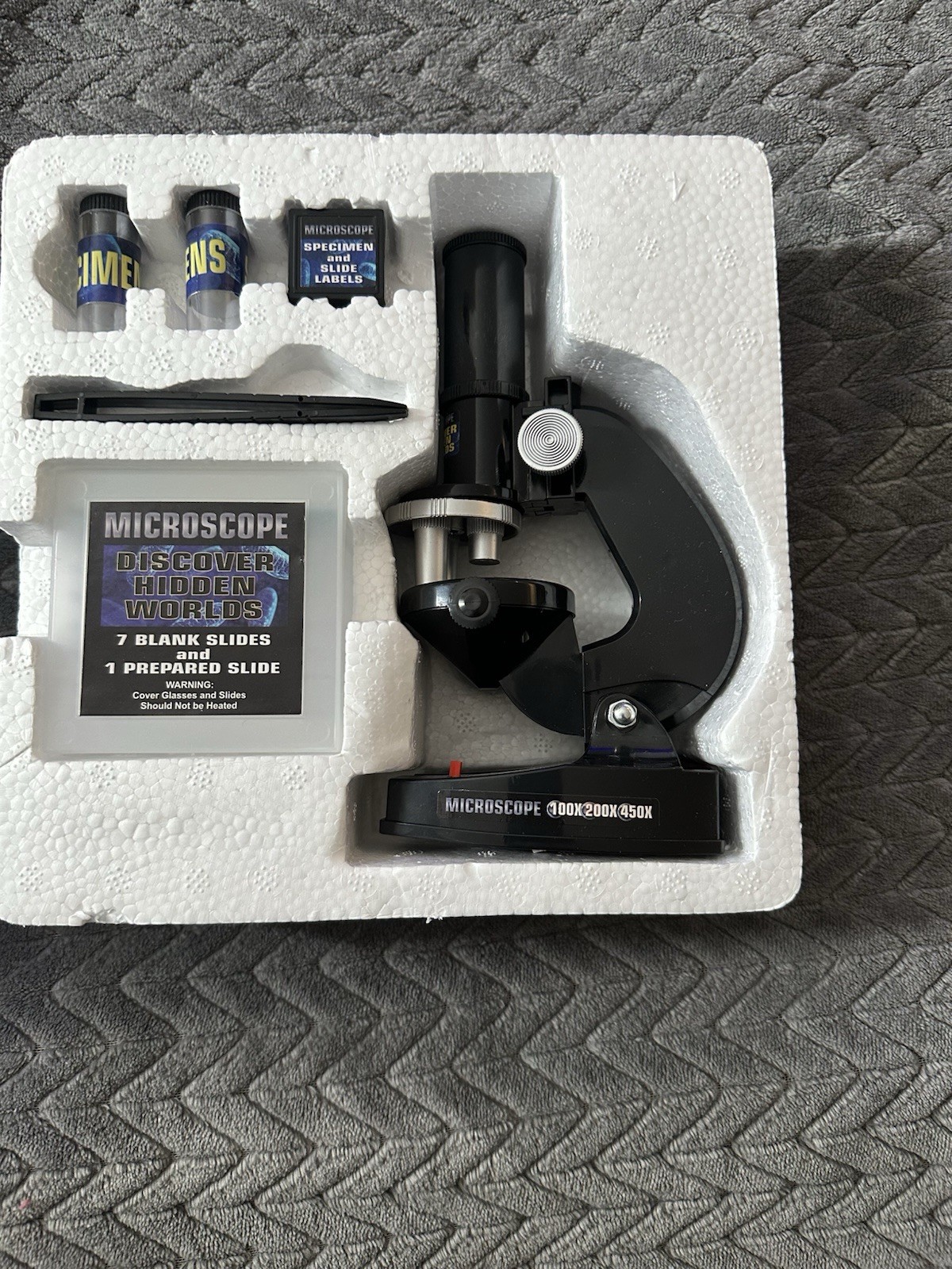 Stem Microscope 3 Magnifications w/ Light Source 100x 200x 450x - Open Box