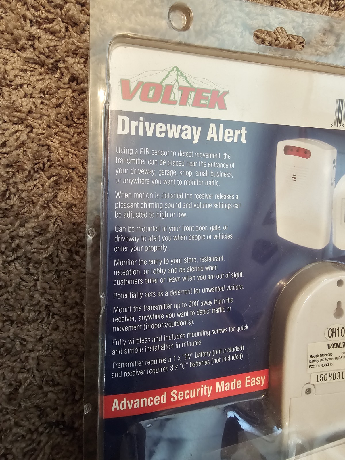 Wireless Driveway Alert Kit. Motion Activated Sensor. 200ft Range. Voltek