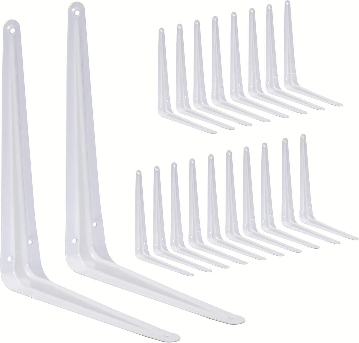20 Pack Shelf Brackets White Metal Brackets for Shelves, L Shape Shelvi