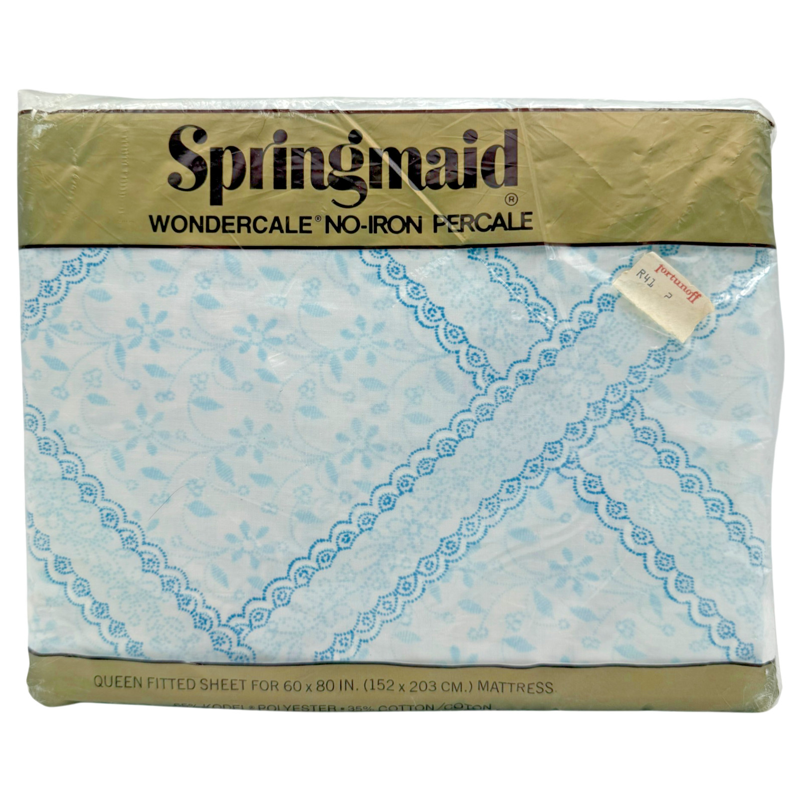 Vintage Springmaid QUEEN Fitted Sheet Audrey's Eyelet Percale Cottage Sealed NOS
