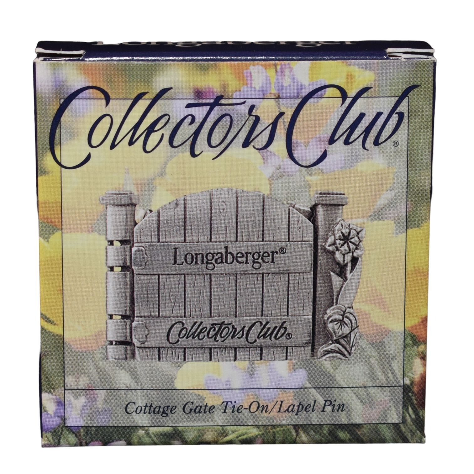 2000 Longaberger Cottage Gate Tie On/Lapel Pin Collectors Club IOB 73326