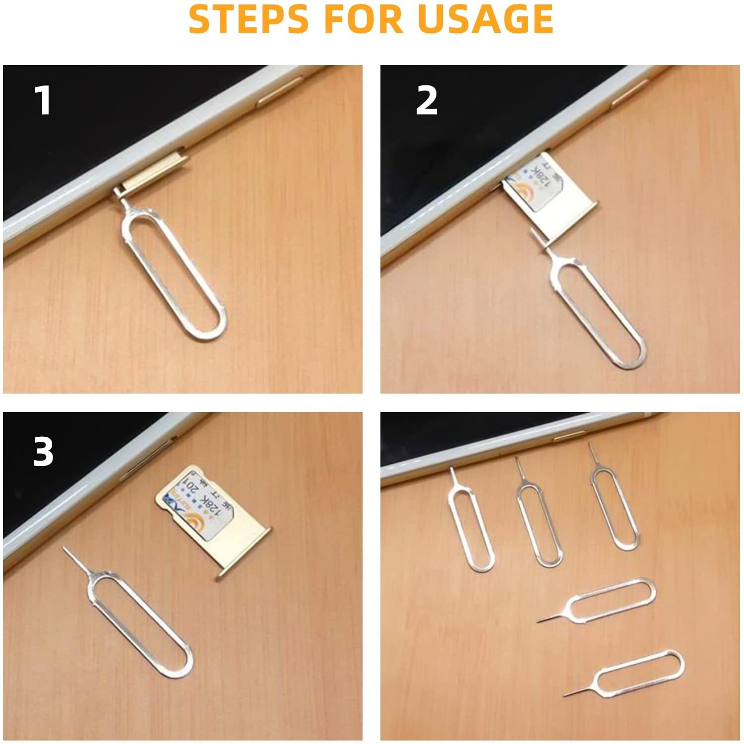 SIM Ejector Pin Tool Eject Sim Tray Open Needle Key For iPhone For Samsung Lot