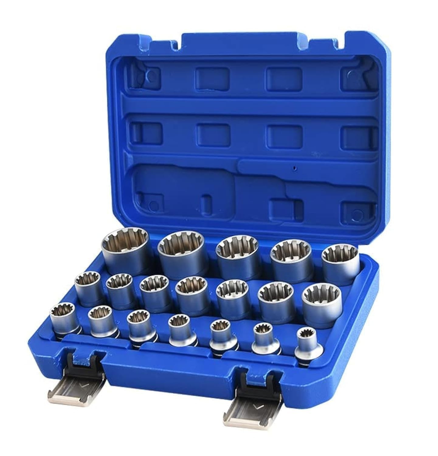 Spline Socket Set 1/2" Drive Universal Metric 8-32mm 12-point Cr-V Socket Set...