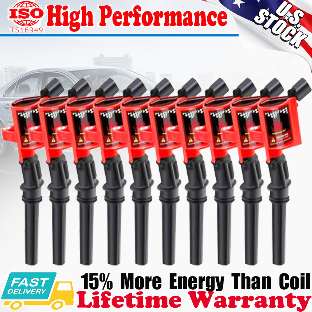 10Pack DG508 Ignition Coils For 1997-2016 Ford E350 Excursion F250 F350 V10 6.8L