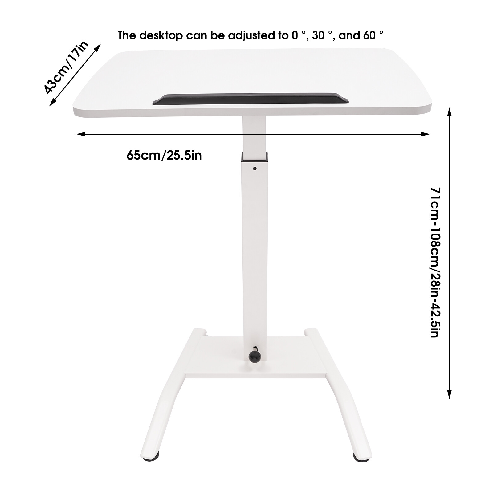 Adjustable Rolling Desk - Height & Angle Adjustable for Comfortable Work