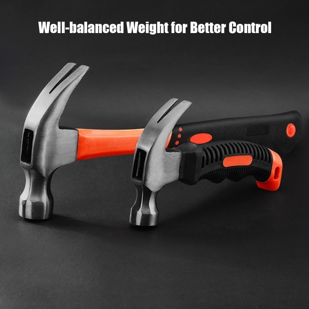 2 Piece Hammer Set,includes 1 Pack 8 OZ Mini Stubby Claw Hammer and 1 Pack 16 OZ