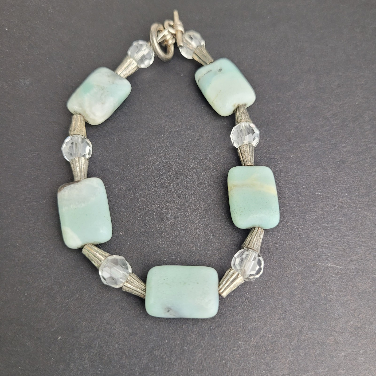 Amazonite Beaded Bracelet Artisan Made 6"