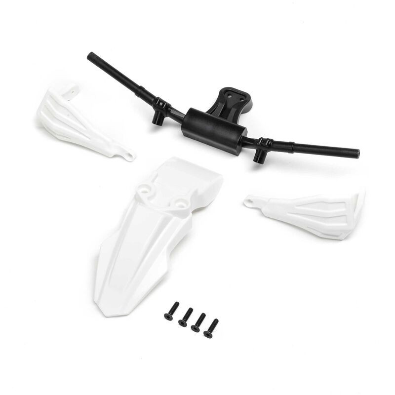 Losi 2304 Fender, Handguards & Handle Bars, White: PM-SM/MX