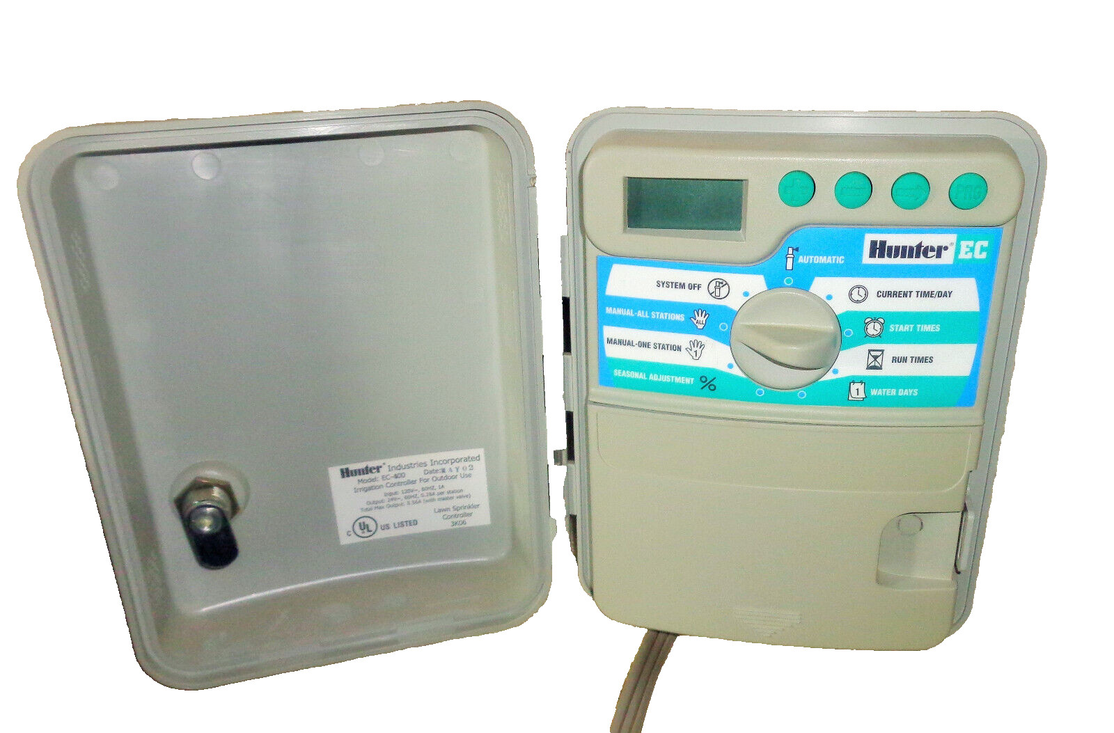 Hunter EC-400 4 Station Irrigation Controller Timer In Lock Box With Keys Works
