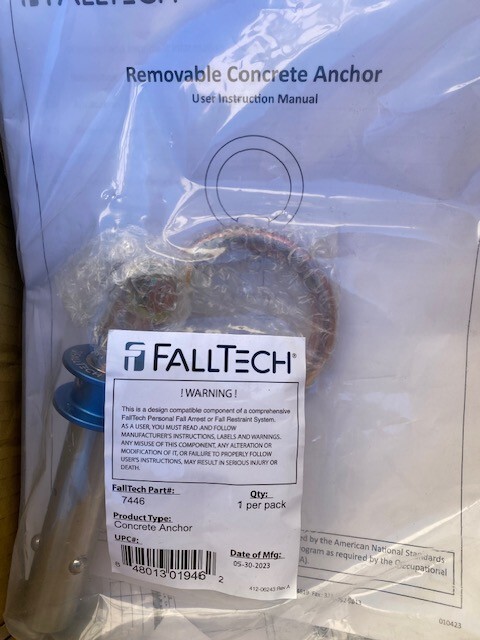 Falltech 7446 Removable Concrete Anchor 360 Degree Swivel (NEW)