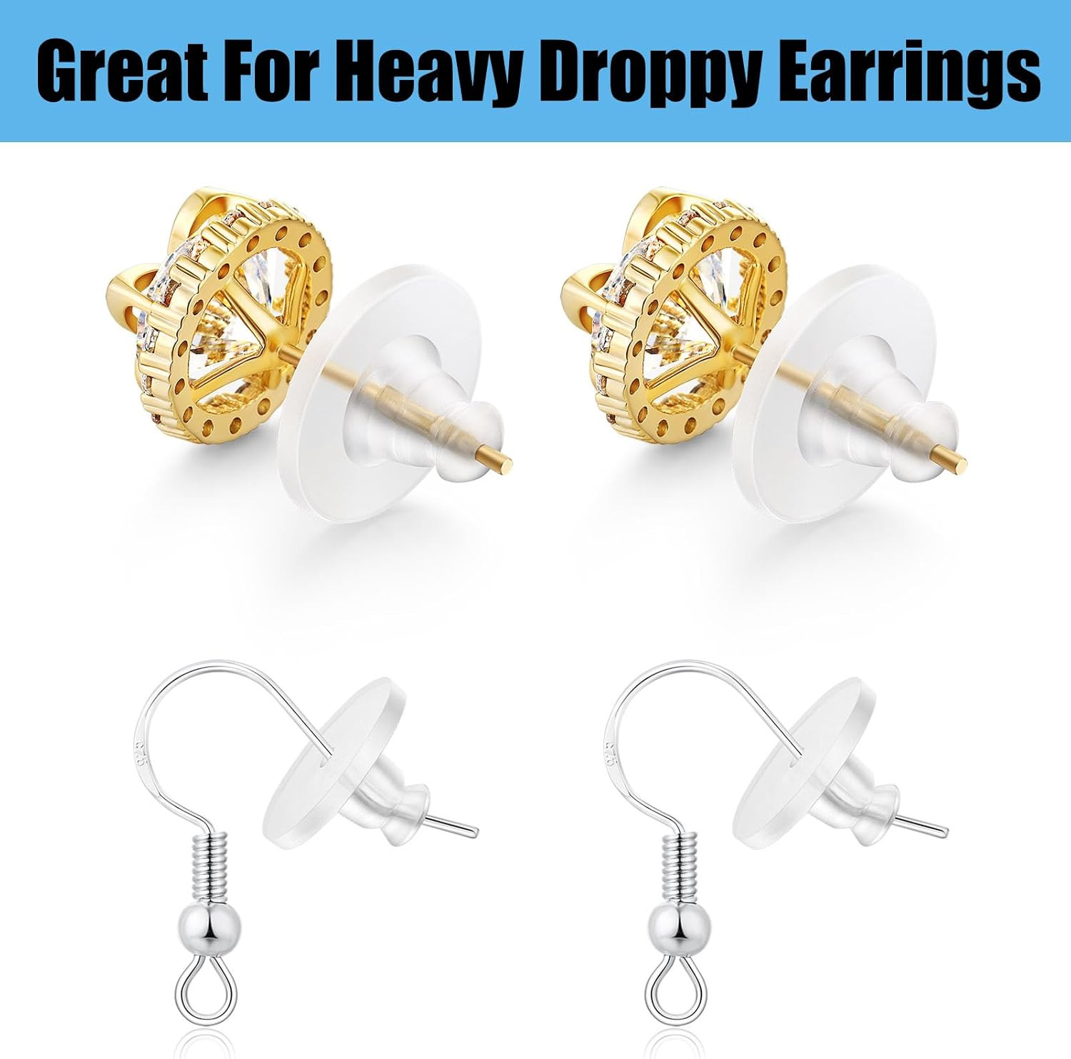 Earring Backs Rubber,100Pcs Soft Clear Earring Backs for Studs,Hypoallergenic Si