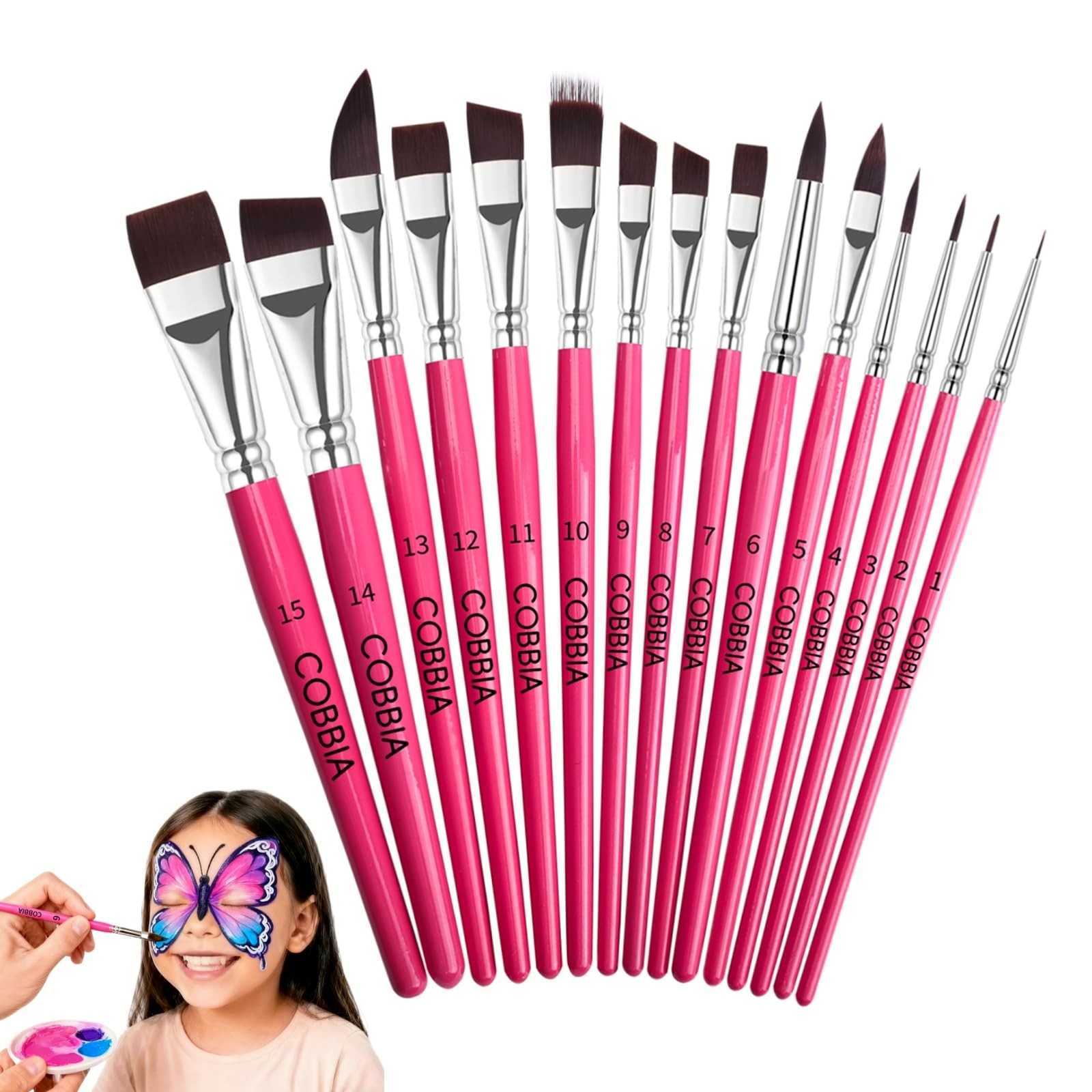 Face Paint Brush Set 15pcs Artist Brushes for Body Face PaintingAcrylic Paint...