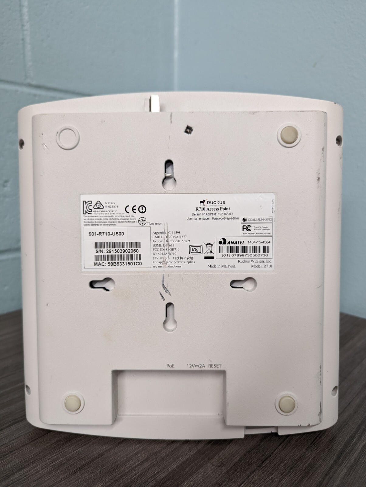 Ruckus ZoneFlex R710 Wireless Access Point 901-R710-US00