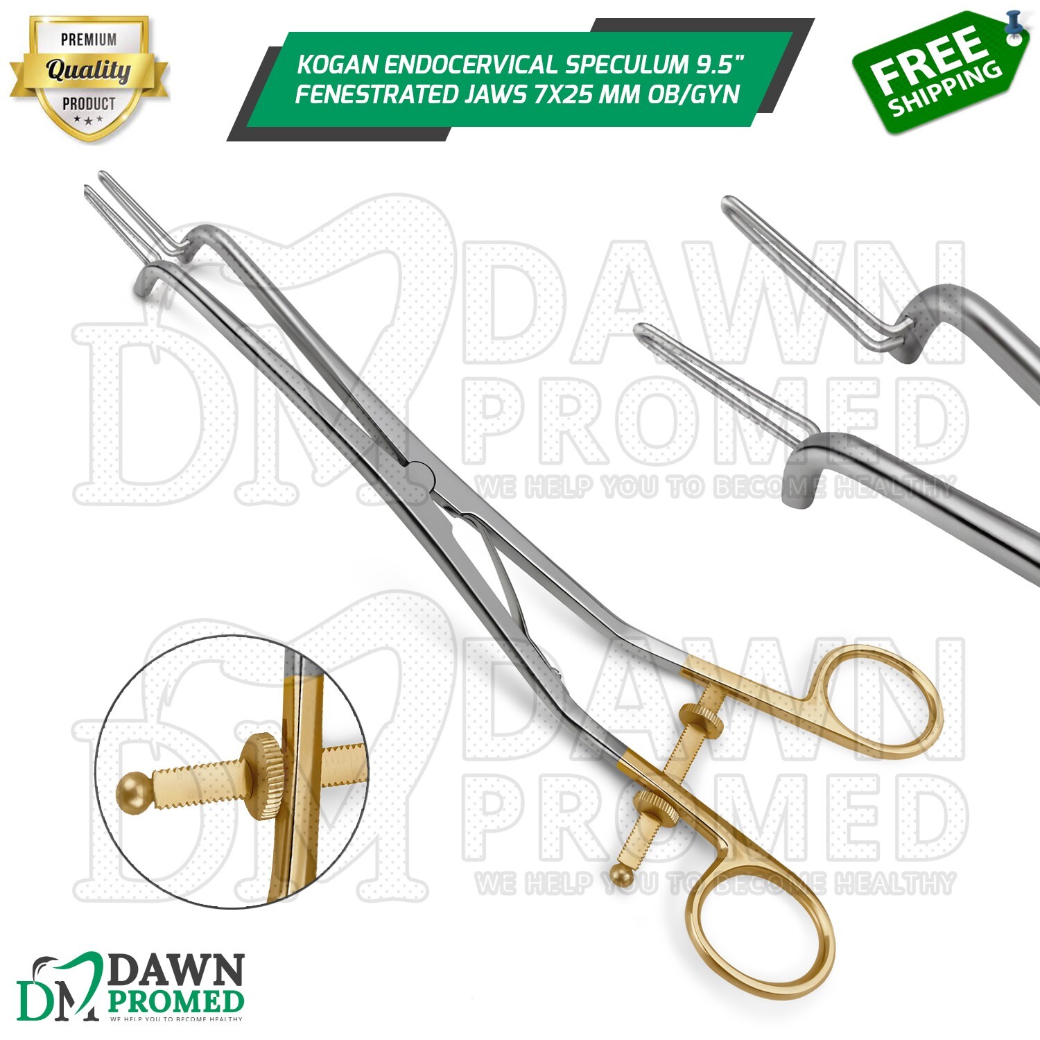 Kogan Endocervical Speculum 9.5" Fenestrated Jaws 7X25 mm OB/GYN Instruments