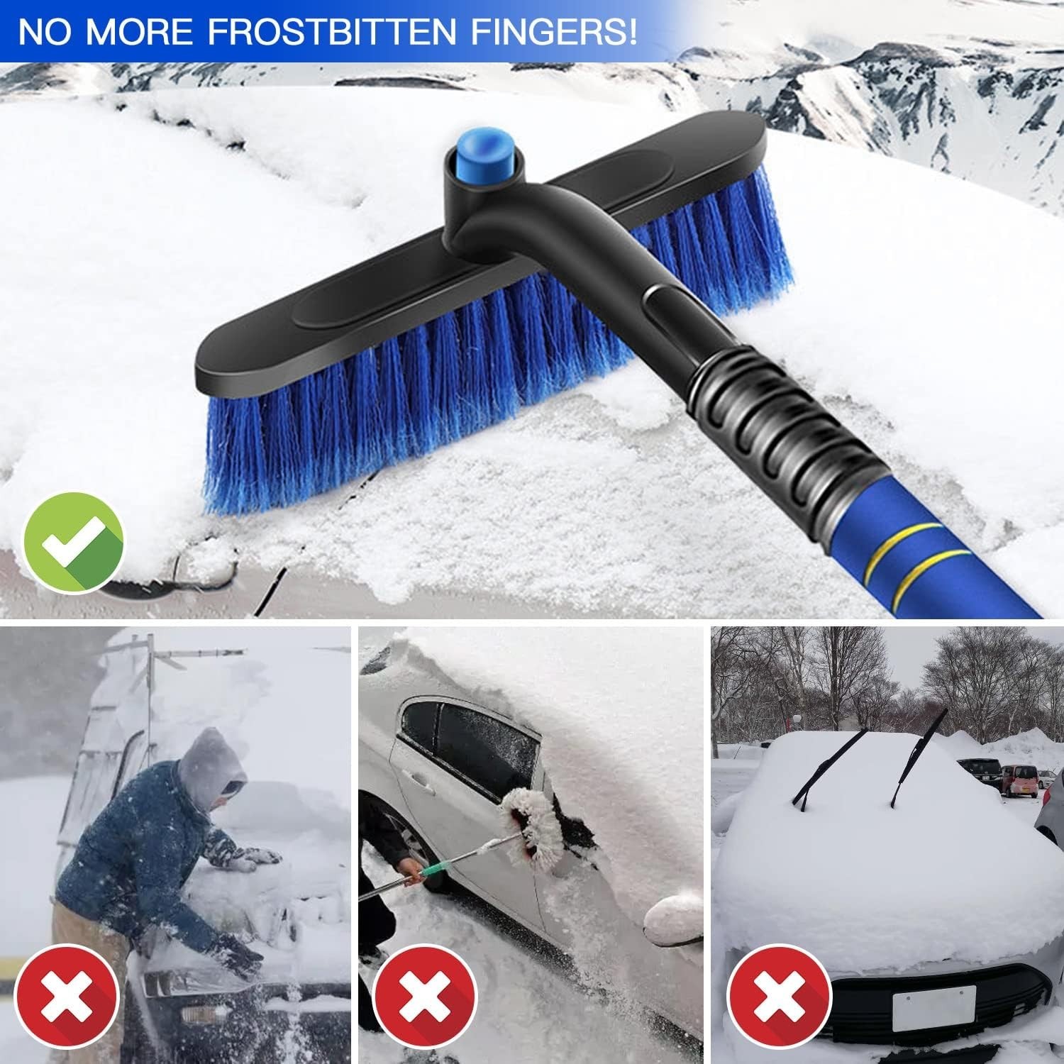 for Car Windshield, Upgraded 31 Inch Snow Scraper and Brush Combo Extendable ...