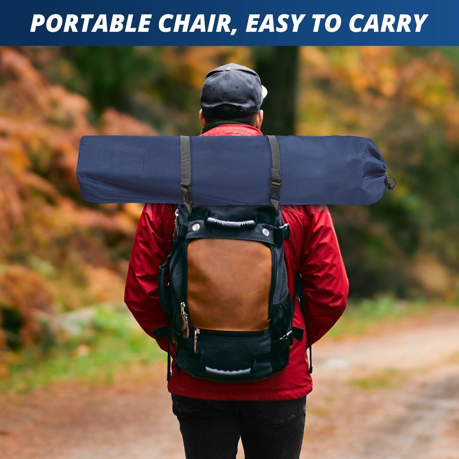 2 Pack Folding Camping Chairs with High Back, Comfortable Outdoor Chairs 300Lbs
