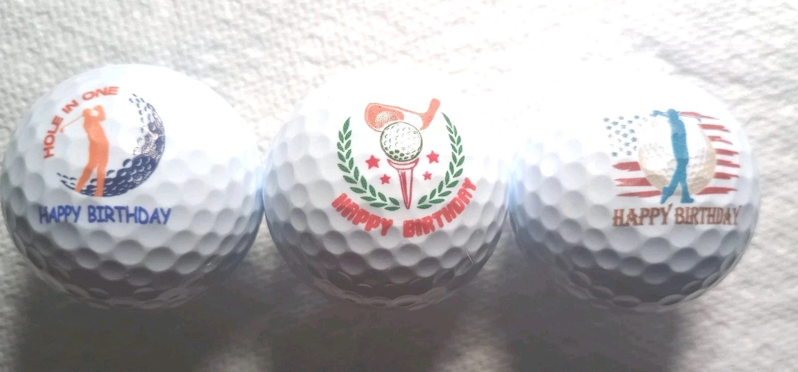 Golf Balls Hole in One Happy Birthday Sleeve of 3 NIB