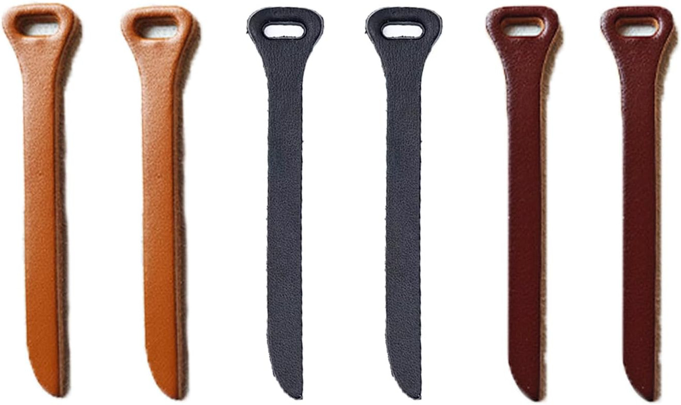 Arrerr 6 Pack Zipper Pulls Replacement Handmade Cowhide Leather Zipper Pull Tab