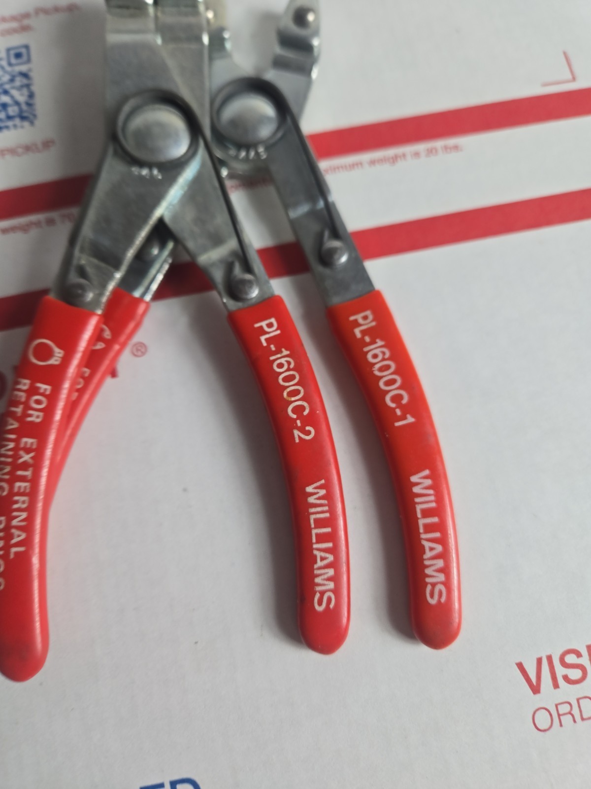 WILLIAMS CO TOOLS SNAP RING INTERNAL AND EXTERNAL PLIERS SET, ****NO TIPS*****