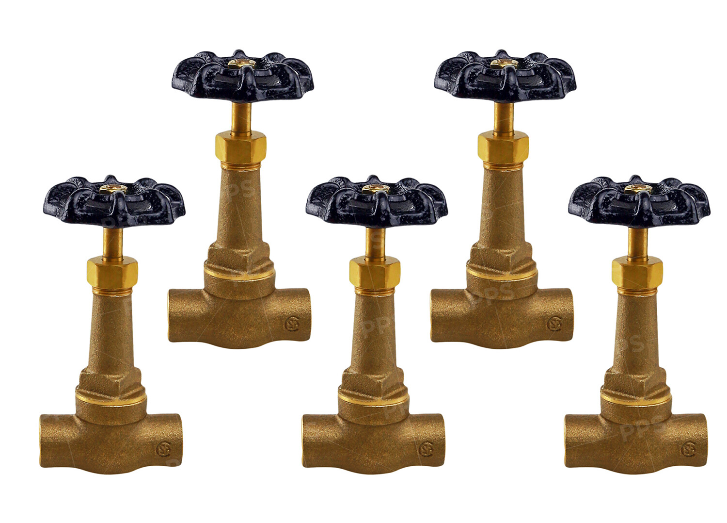 Midline Valve Long Bonnet Stop Valve, Lead Free, Sweat Connections, Brass (5 PK)