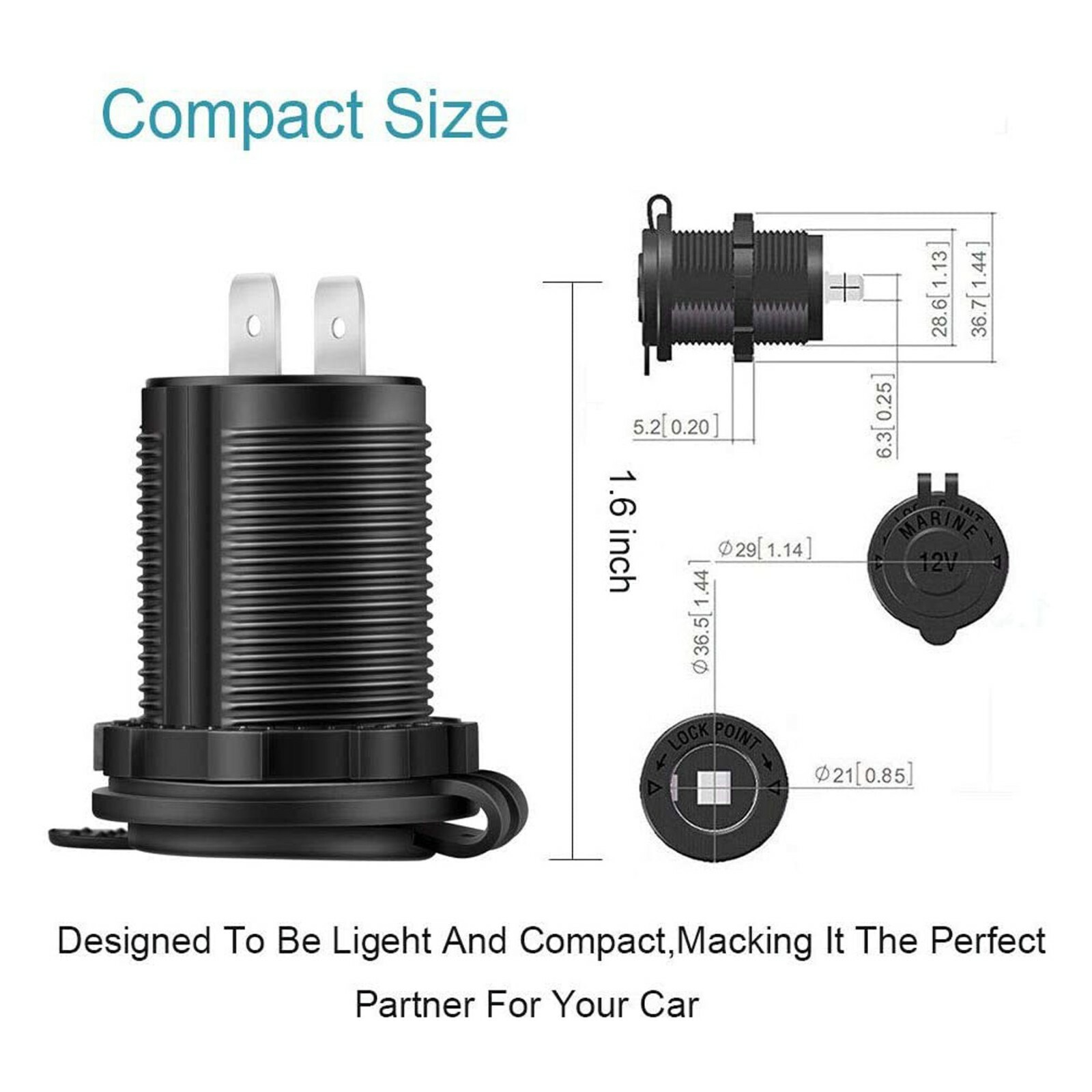 12V Waterproof Car Cigarette Lighter Socket Outlet Charger Power Adapter Plug US