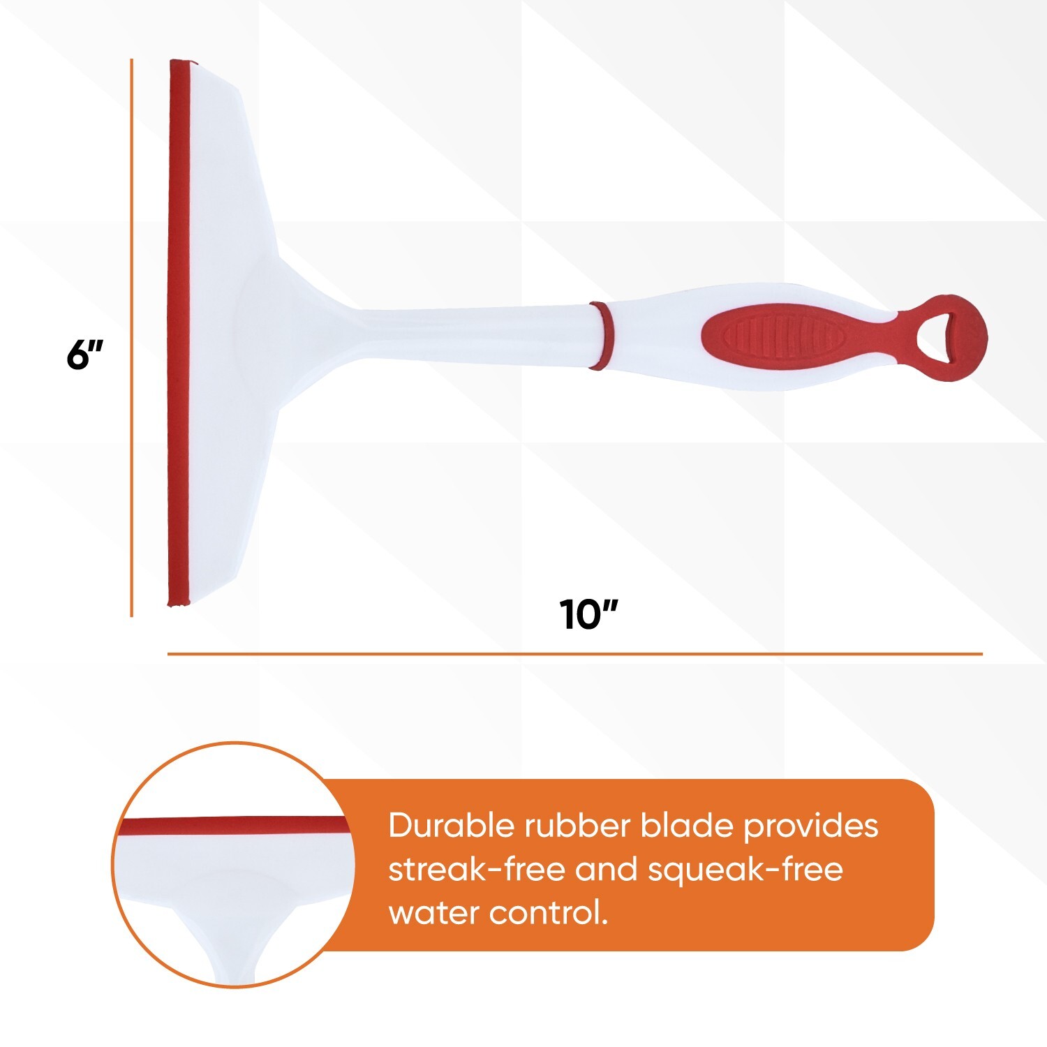 Superio 10" & 6" Window Rubber Squeegee with Hanging Loop, 2 pack Red