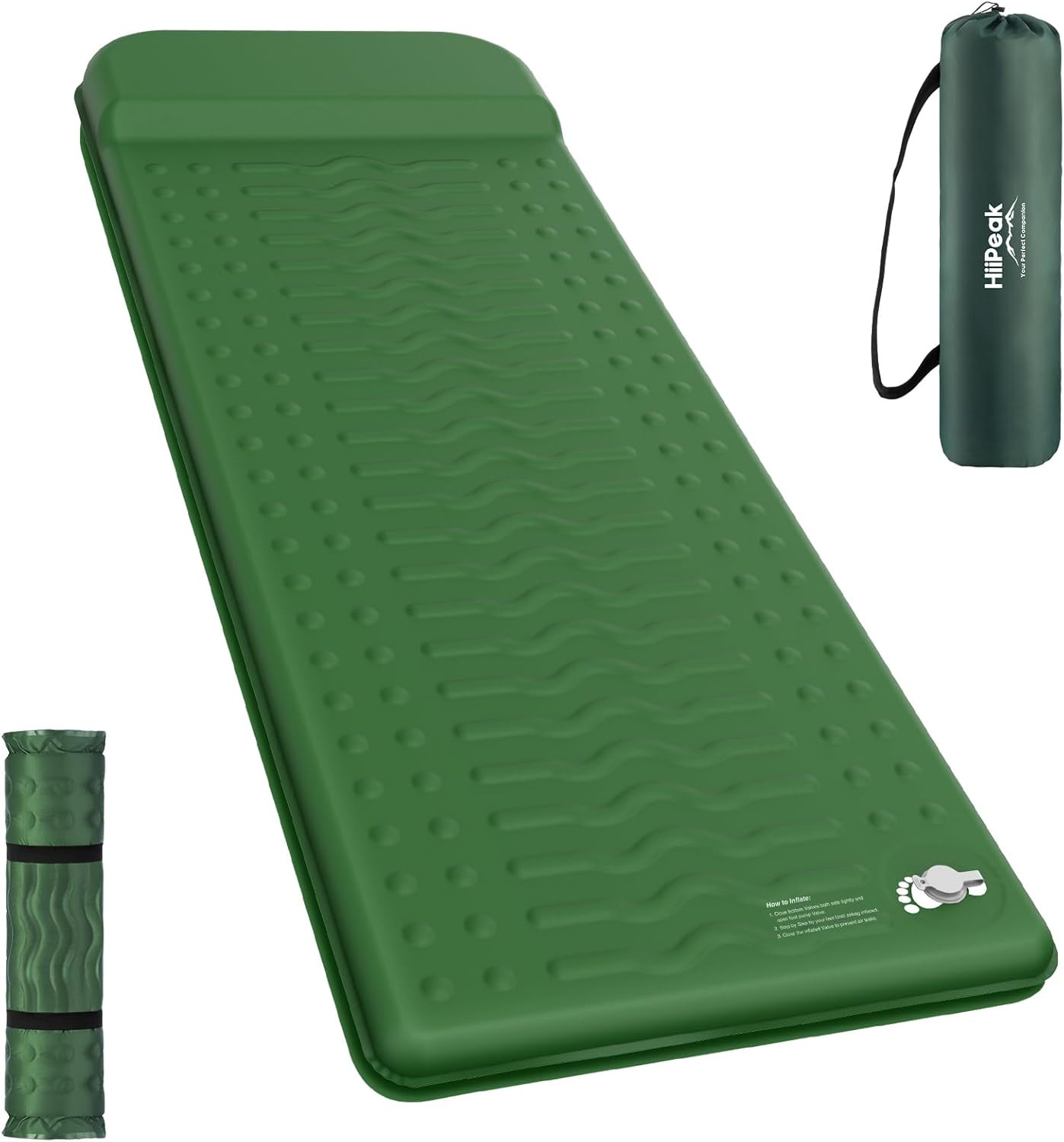 Memory Sleeping Pad, Compact Thick Foam Sleeping Mats with Pillow, 9.5 R-Value I