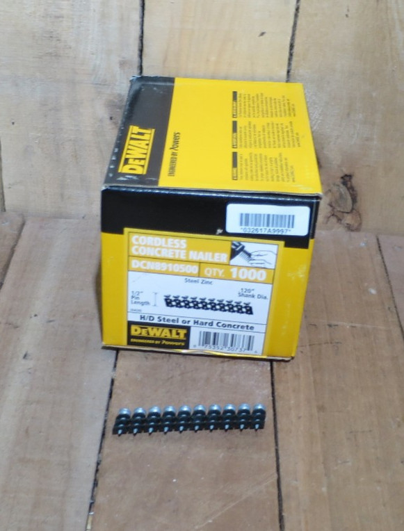 1000x Cordless Concrete Nails 1/2" DeWalt DCN890500 .120" Shank dia.
