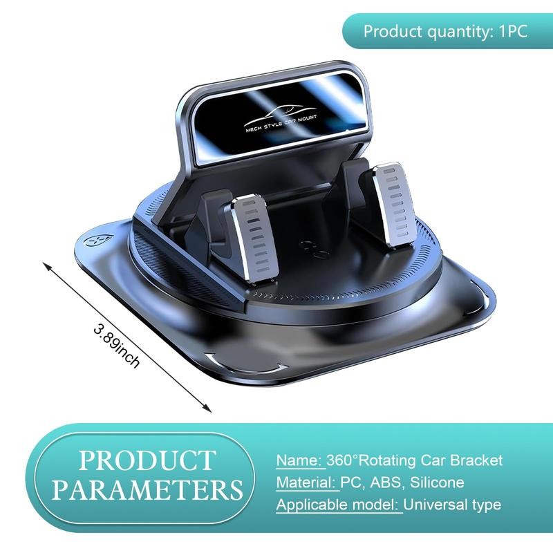 Self-Adhesive Car Phone Holder Dashboard Navigation Bracket 360-Degree Rotation