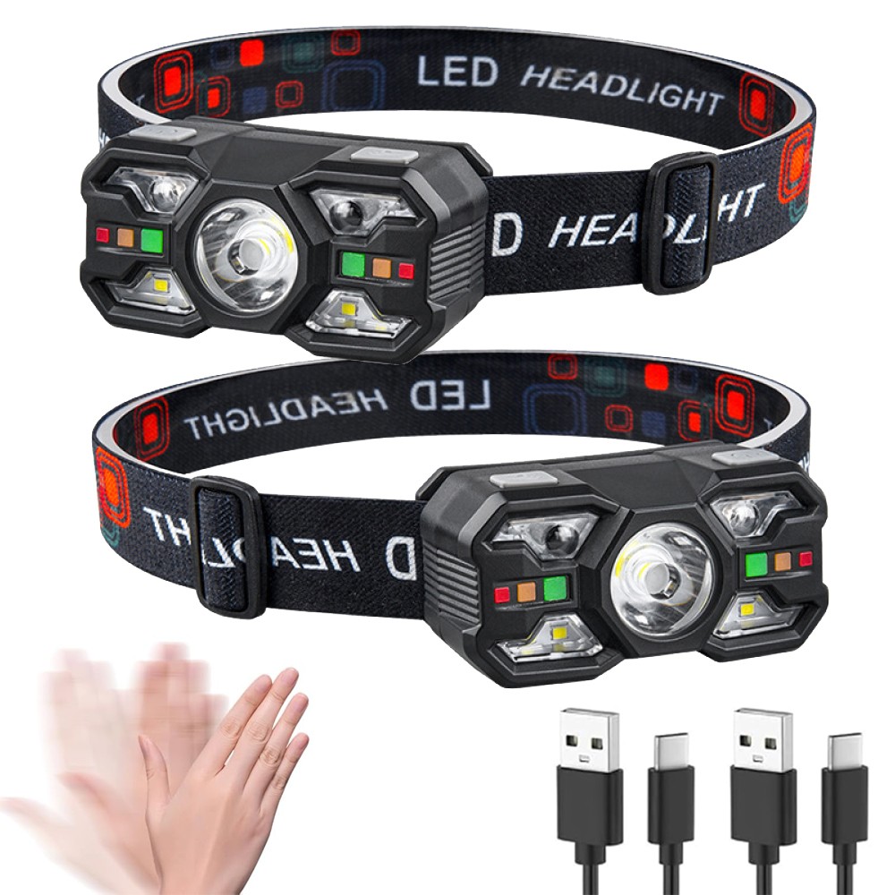 2x Rechargeable Headlamp Super Bright LED Head Light Forehead Flashlight Outdoor