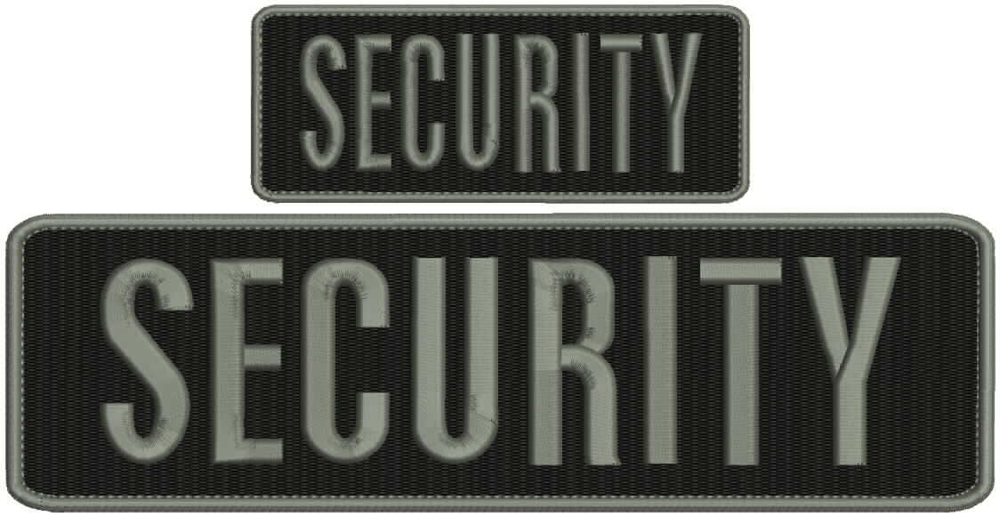Security embroidery patch 3x10 and 2x4 hook grey letters and border