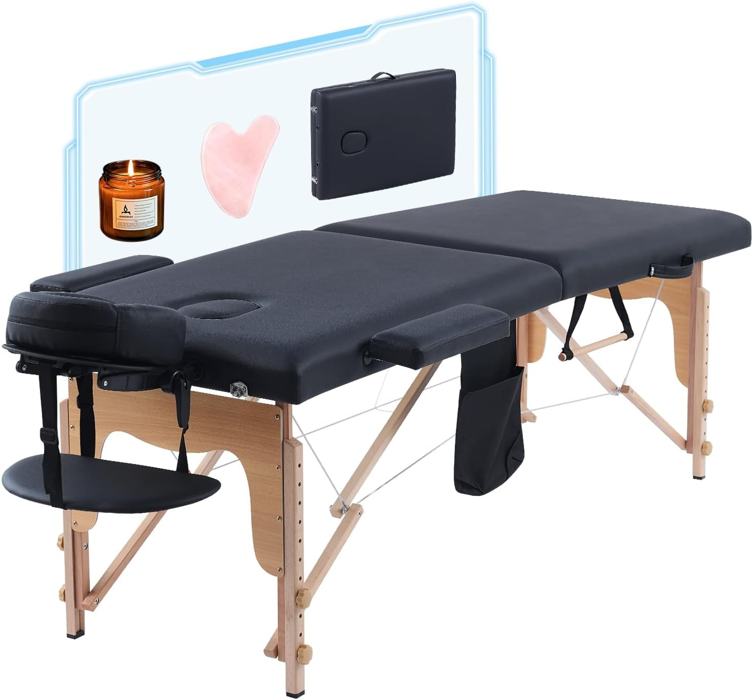 Portable Massage Table,84 Inch Massage Tables Portable with Side Pocket and Towe