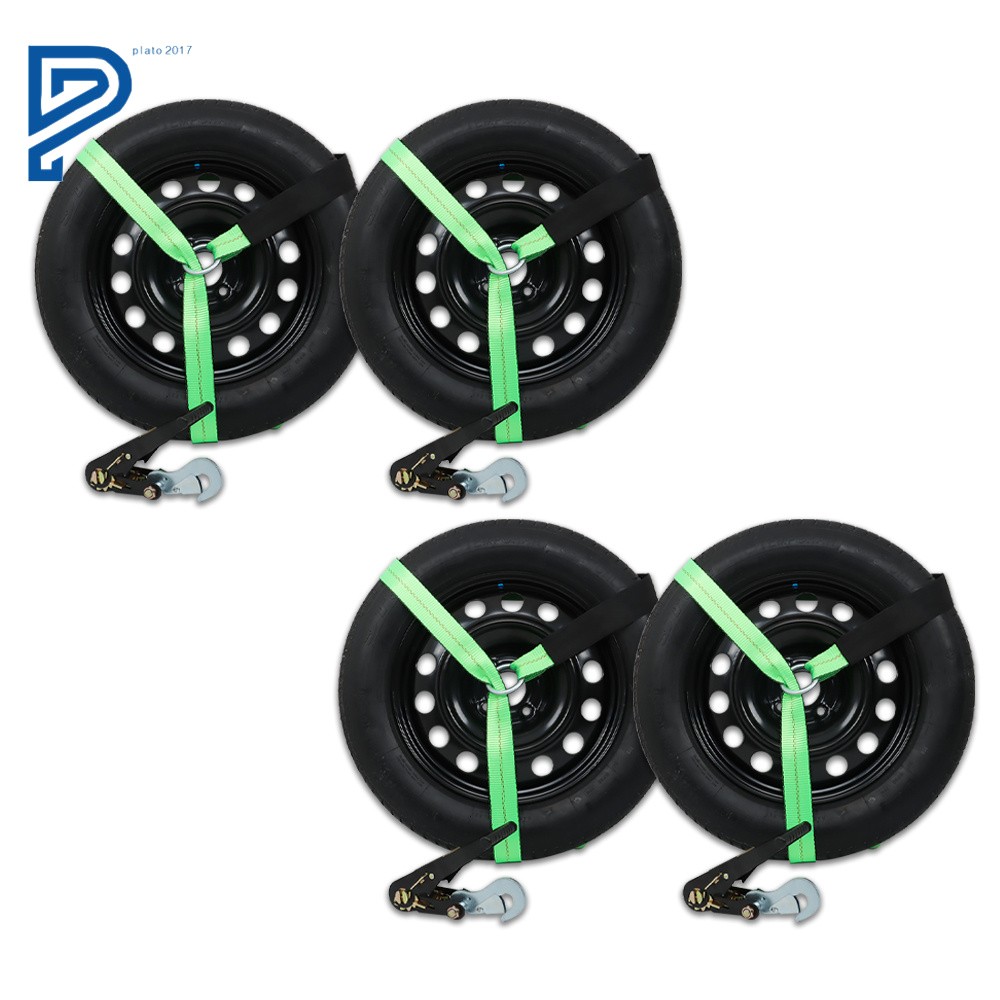 4 Pack Car Tie Down with Snap Hooks Lasso Style 2 Inch x 96 Inch