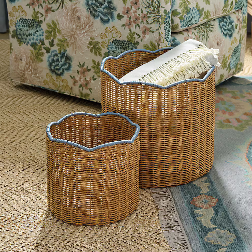 Ballard Designs, Lulu Woven Scalloped Baskets - Set of 2