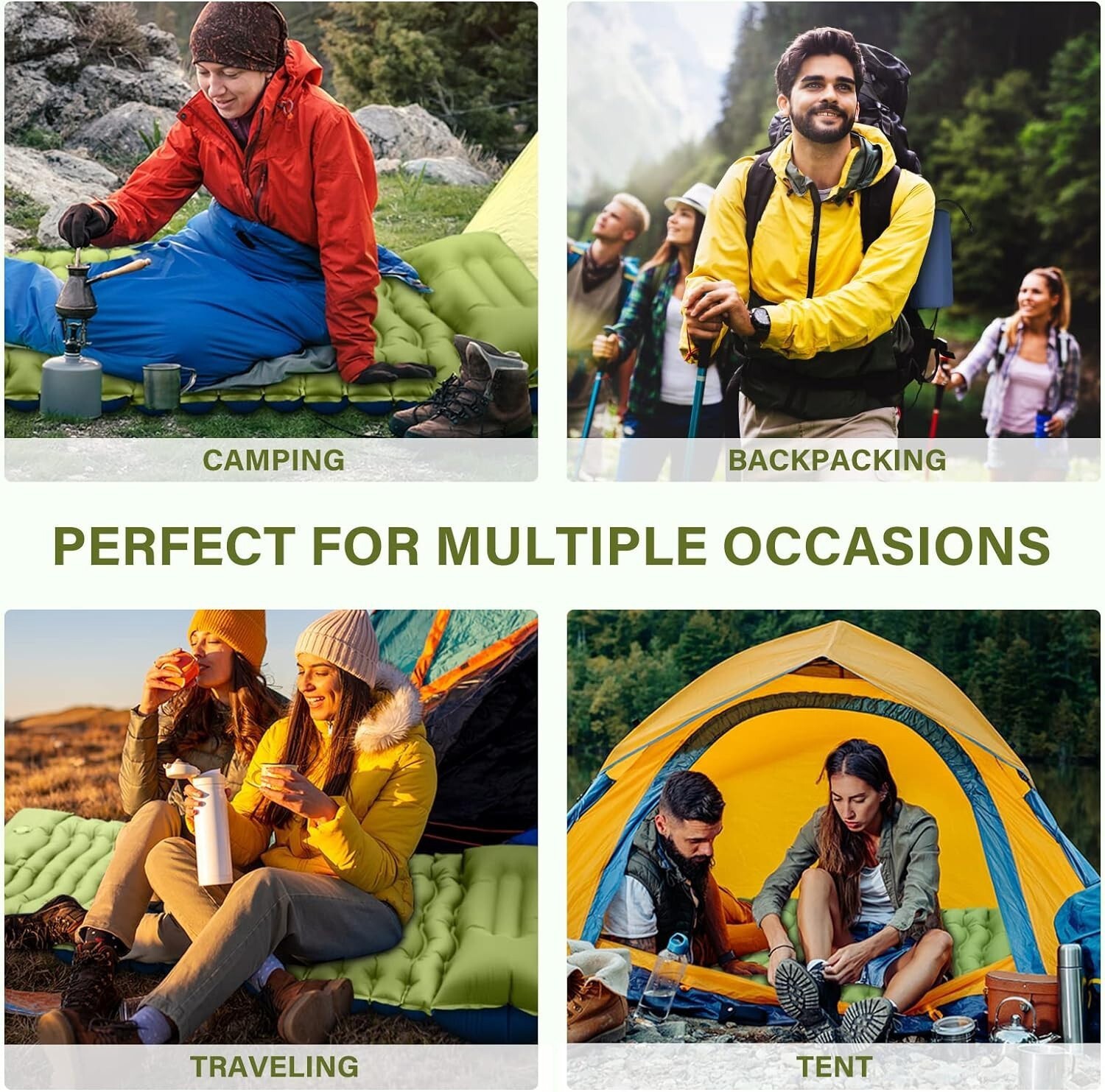 Compact Self-Inflating Sleeping Pad with Pillow for Backpacking & Tent Camping