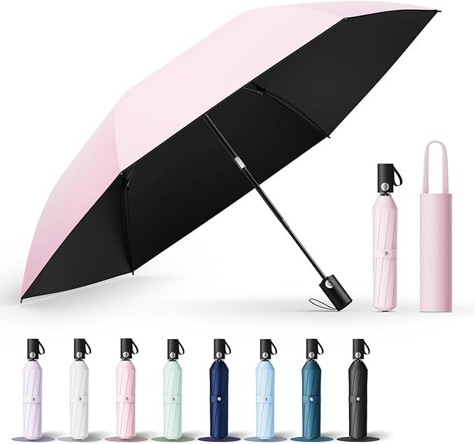UPEB UV 100% Blackout Umbrella Auto Open Close Ultralight Compact Sakura Pink