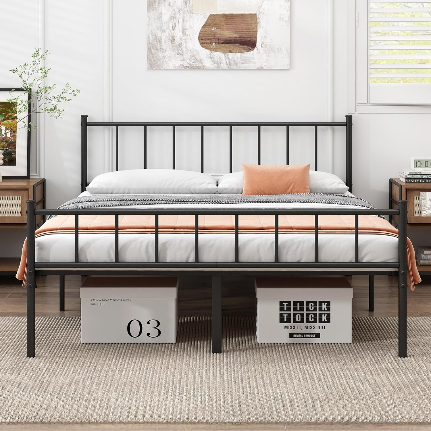 Queen Metal Bed Frame,Steel Slat Support,Noise Free,Easy Assembly | Queen Size B