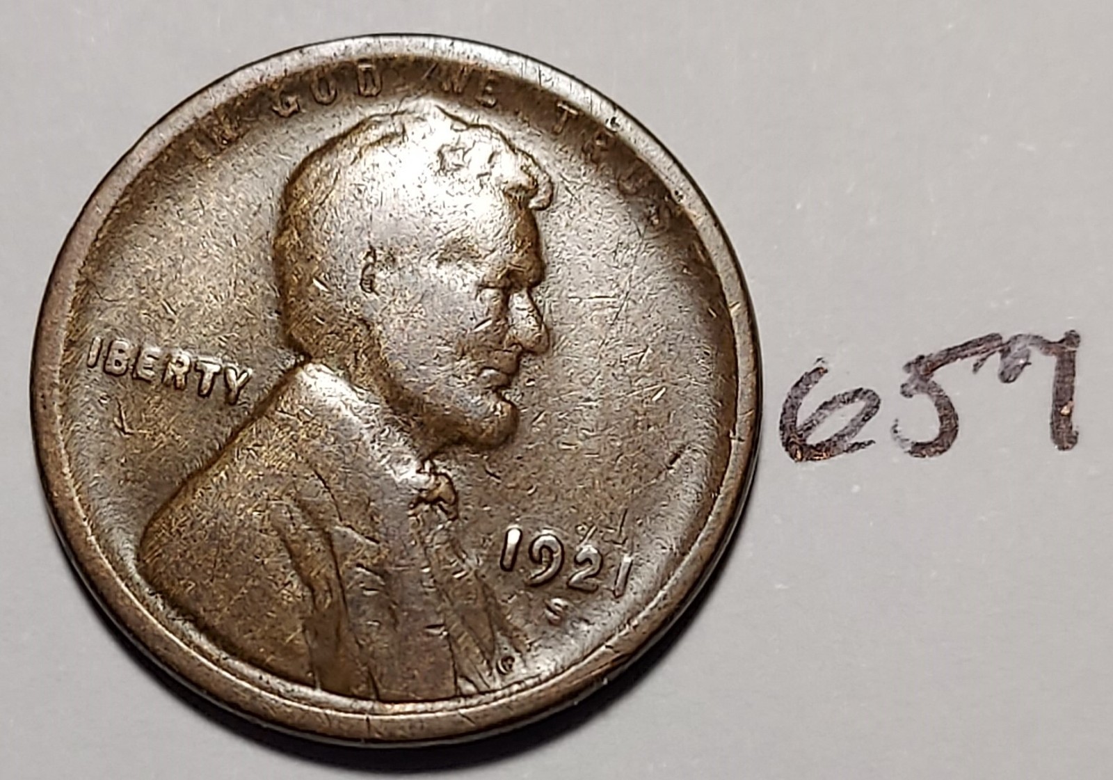 1921-S Lincoln Wheat Cent BELOW FINE #657