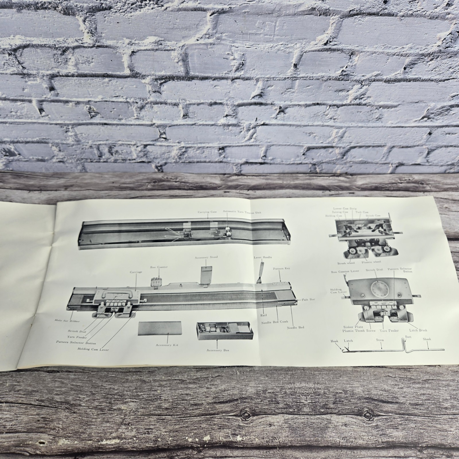 Vintage Brother hand knitting machine instruction manual and pattern study...