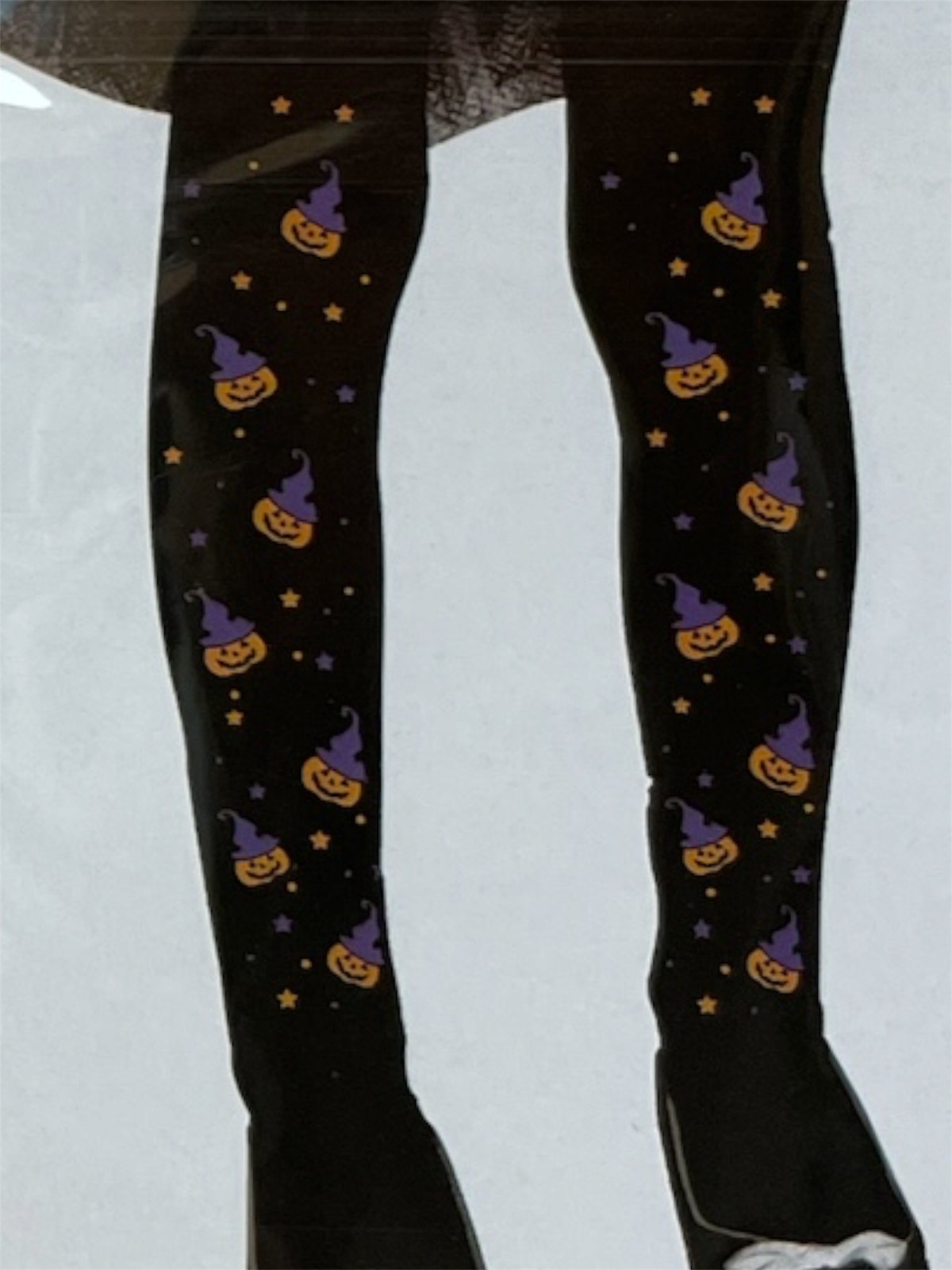 Girls Black Tights Pumpkin Witch Halloween Costume Pantyhose Stockings Age 5+