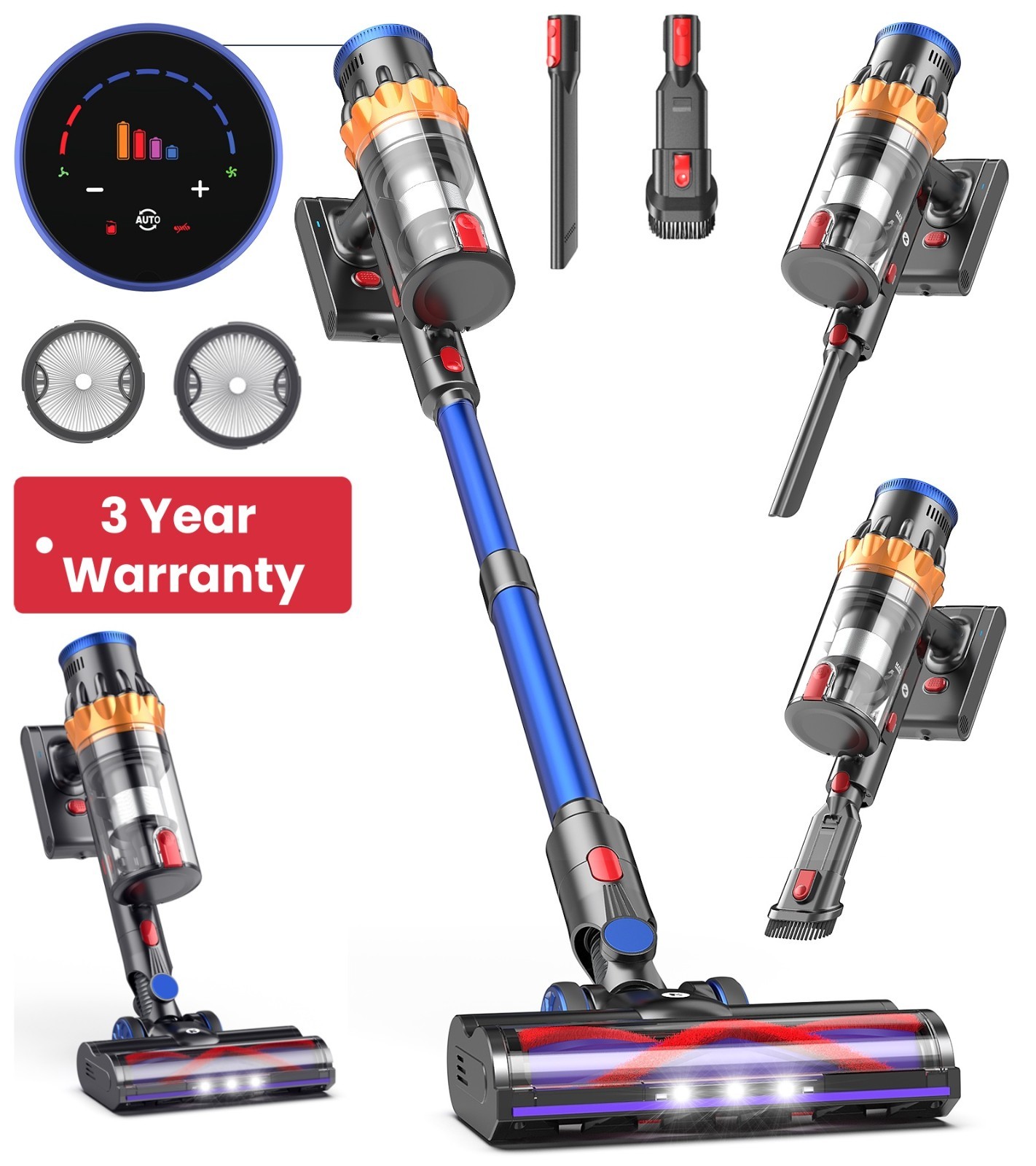 V28 Cordless Vacuum Cleaner Brushless Motor 65kpa 550W 65min Runtime Rechargeble