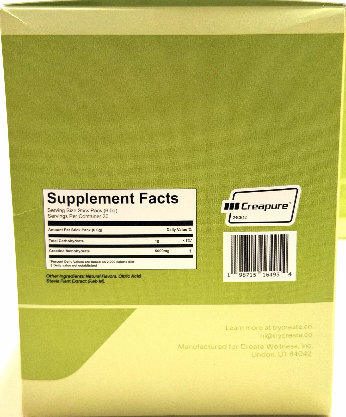 2 Pack Create Creatine Monohydrate On-The-Go Sticks Lemon Lime 60 Ct. Exp 08/27