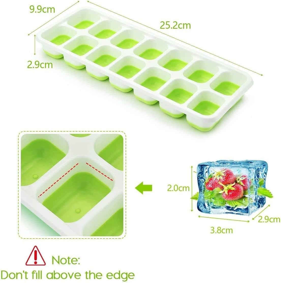 Ultimate Silicone Ice Cube Trays - 14 Easy-Release Cubes, 2 Pack, BPA Free