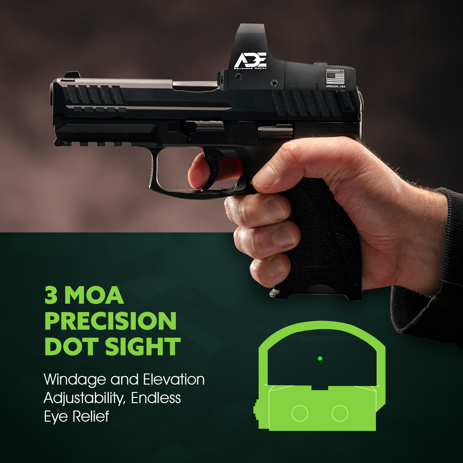 ADE RD3-006B Python GREEN Dot Reflex Sight + SIG SAUER P365 Pistol Handgun red
