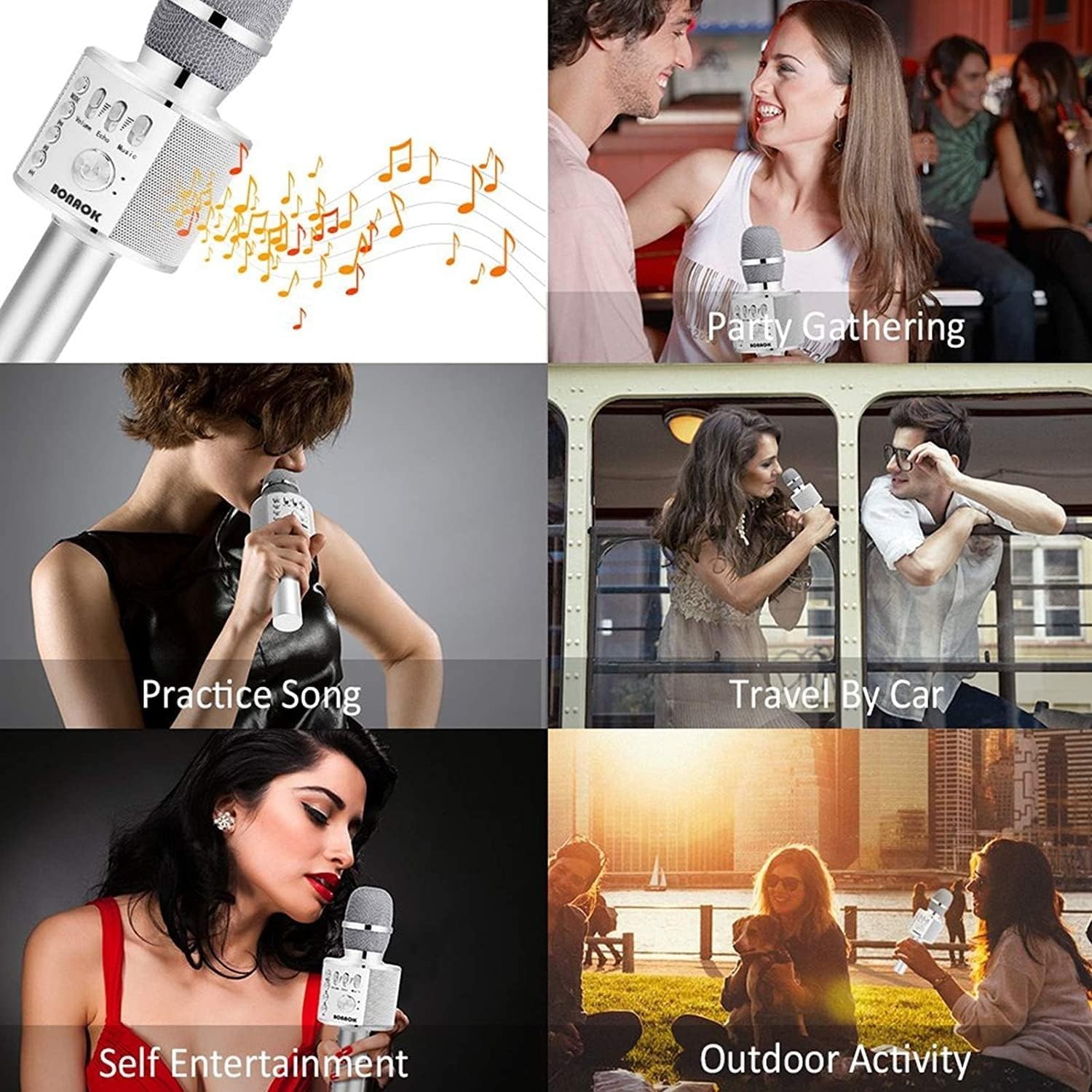 Wireless Bluetooth Karaoke Microphone Portable Handheld Speaker for Kids Adul...
