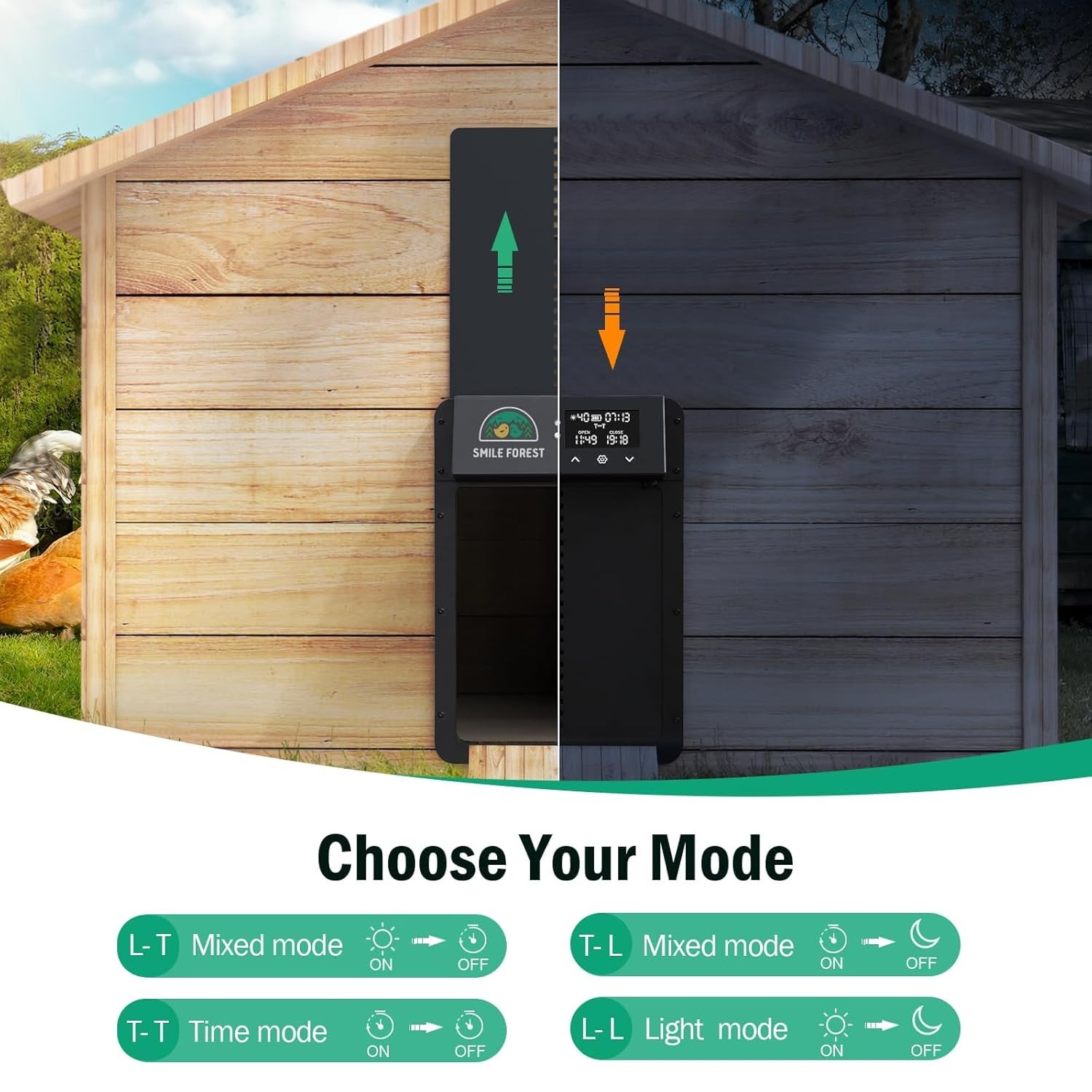 Automatic Chicken Coop Door Solar Powered Light Sensor Timer Poultry(76 chars)