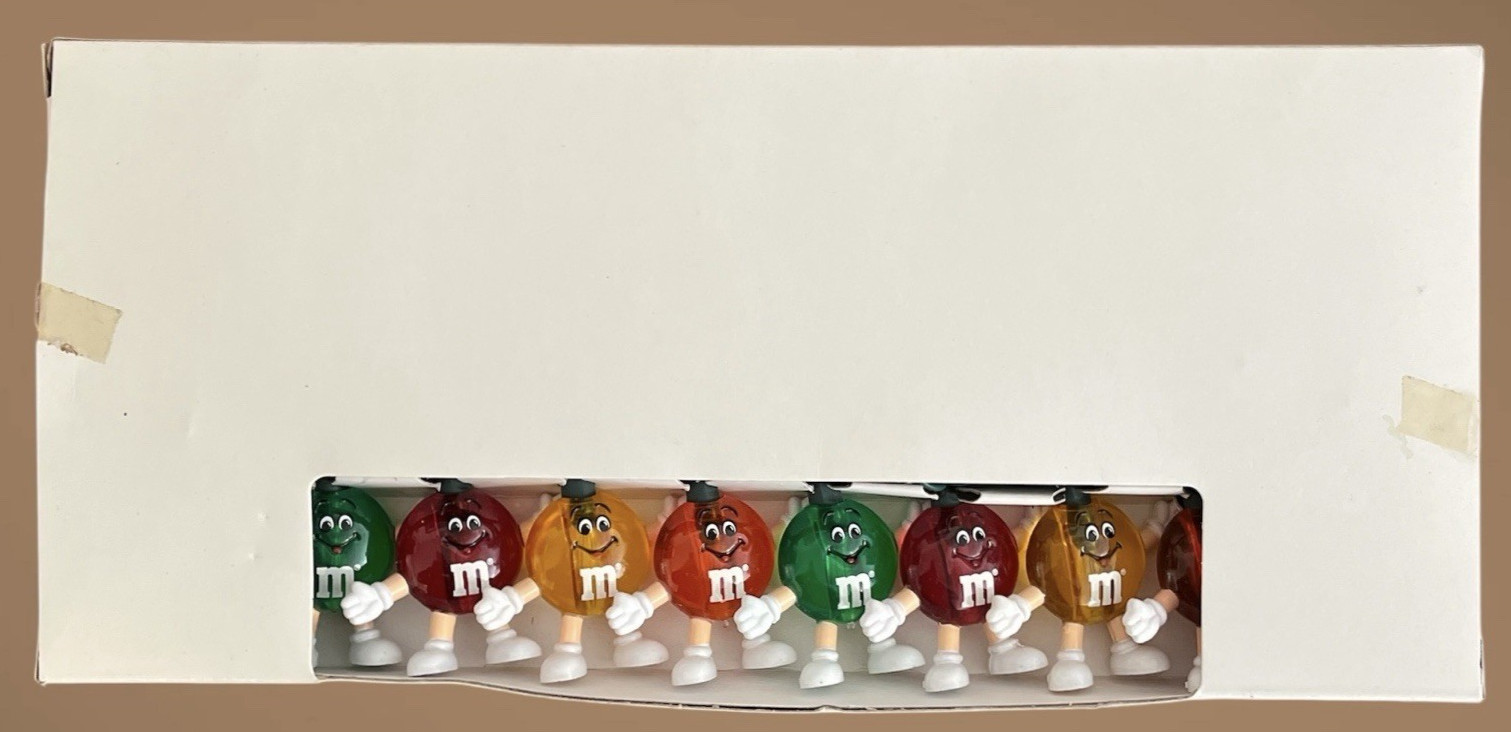 Vintage 1990s M&M's Holiday String Lights One Strand Acrylic M&M Figures Unused
