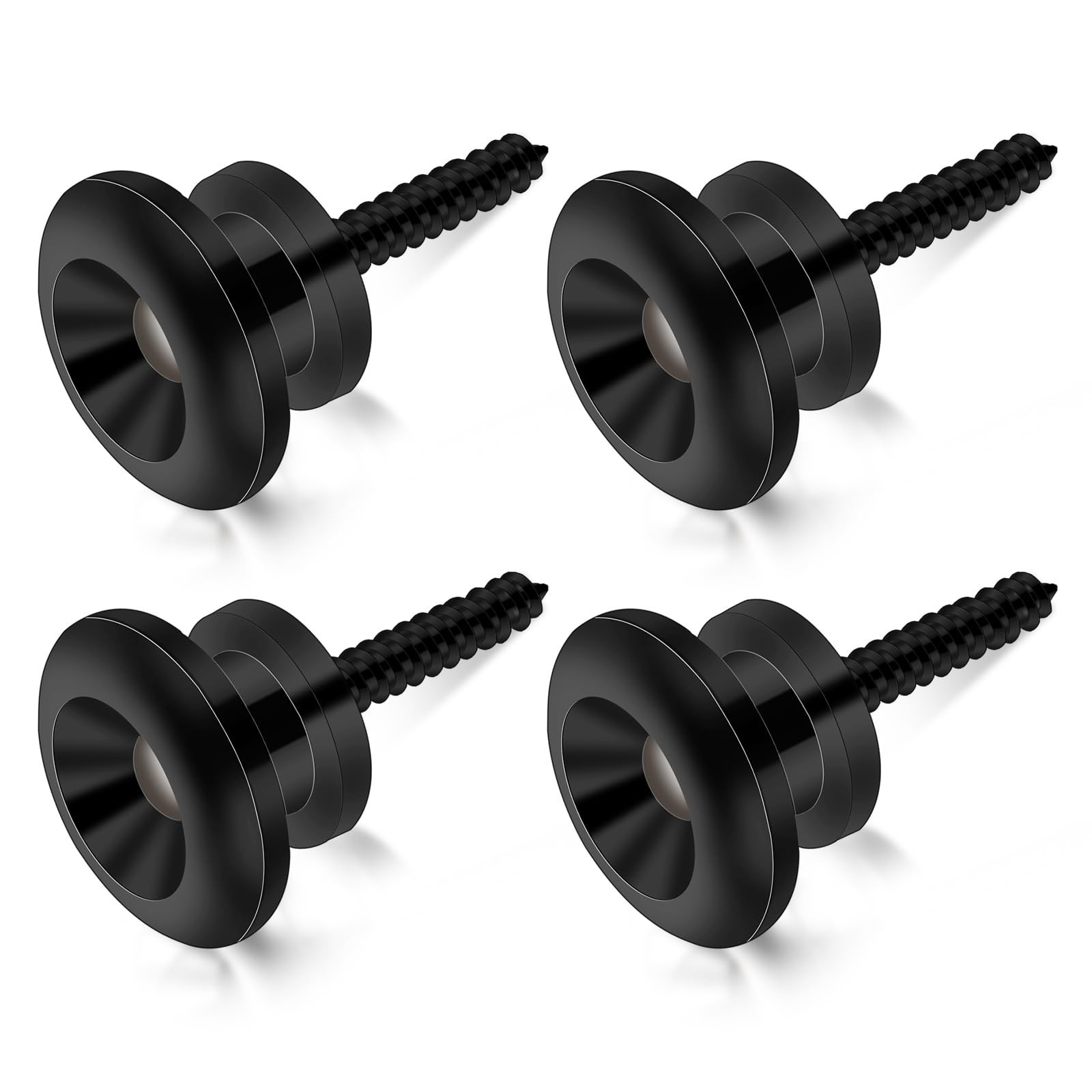 4 PCS Guitar Strap Buttons Black Guitar Strap Lock Buttons Mushrooms Head Gui...