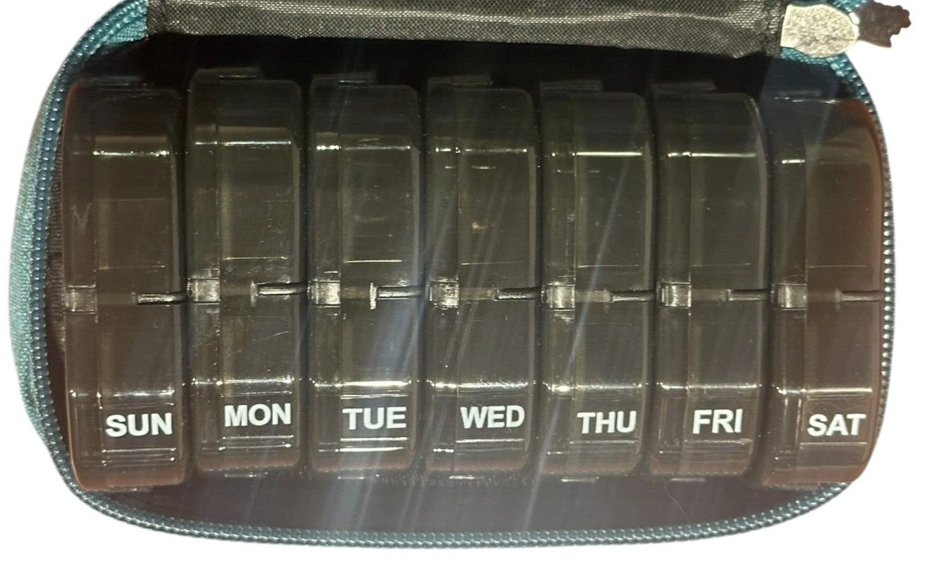AUVON Canvas Bag Weekly Pill Organizer 2 Times a Day, Large AM/PM Pill Box 7 Day